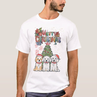 T-shirt Cute Puppies Christmas Tree Holiday Shirt