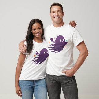 T-shirt Cute Purple Ghost Duo – Whimsical Halloween Art