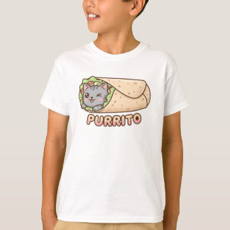T-shirt Cute Purrito Cat Burrito Funny Pun Kawaii Kids T-S