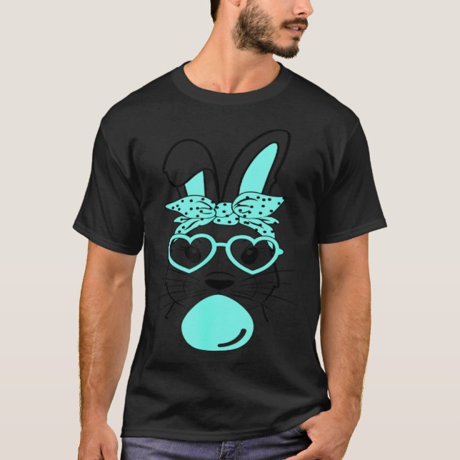 T-shirt Cute Rabbit Bunny Blowing Bubble Gum Easter Day (Devant)