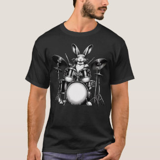 T-shirt Cute Rabbit Bunny Playing Drums Rabbits Drummer Mu