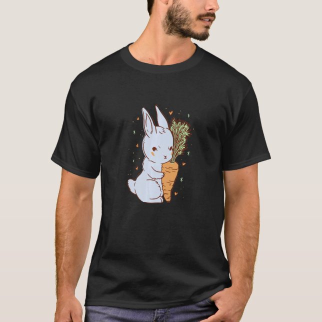 T-shirt Cute rabbit that hugs a carrot with hearts Premium (Devant)