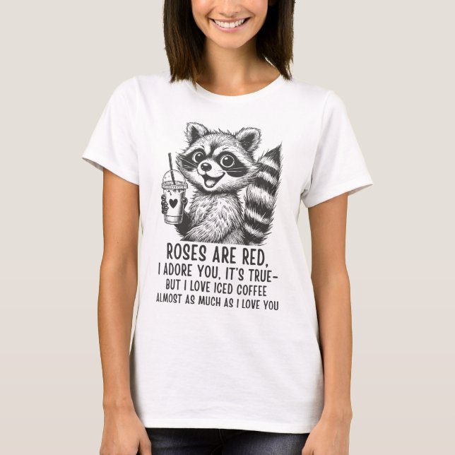 T-shirt Cute Raccoon Iced Coffee Love Shirt (Devant)