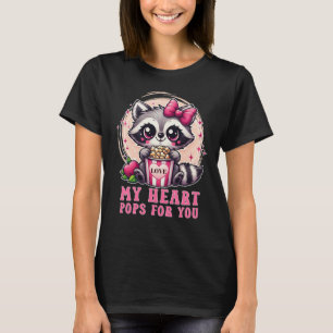 T-shirt Cute Raccoon Popcorn Mon coeur Pops pour vous