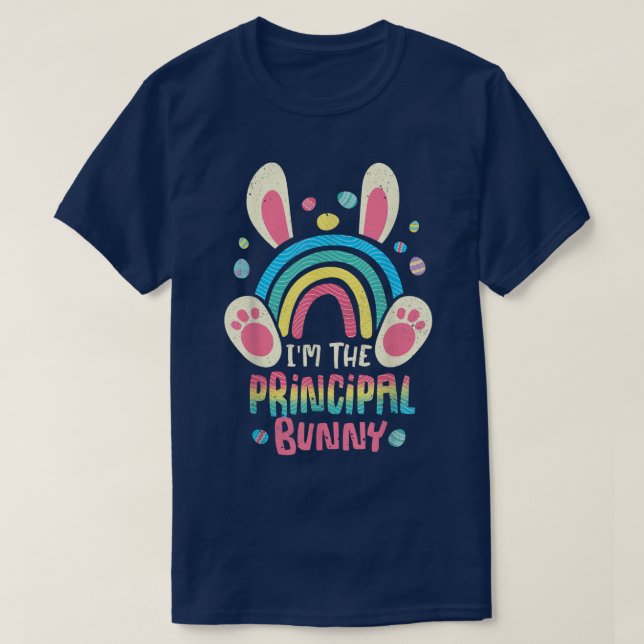 T-shirt Cute Rainbow Easter Eggs Bunny Ears One Hoppy prin (Design devant)