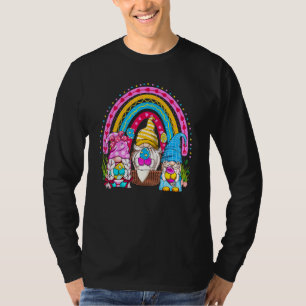 T-shirt Cute Rainbow Gnome Hugs Egg Joyeux Oeuf de Pâques