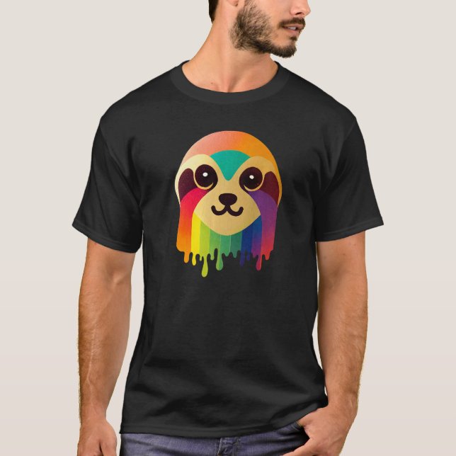 T-shirt Cute Rainbow Sloth (Devant)
