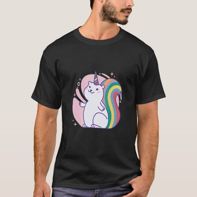 T-shirt Cute rainbow unicorn squirrel (Devant)
