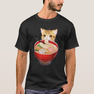 T-shirt Cute Ramen Chat Kawaii Neko Anime nouilles japonai