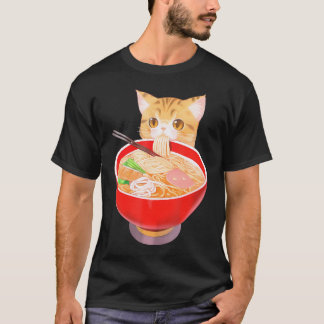 T-shirt Cute Ramen Chat Kawaii Neko Anime nouilles japonai