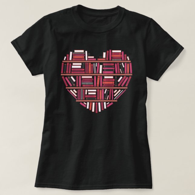 T-shirt Cute Reading Library Books Lover Heart Librarian G (Design devant)