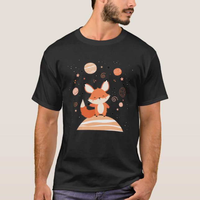 T-shirt Cute Red Space Fox Float In Space Alone Cosmic Ani (Devant)