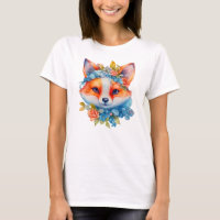 Cute Renard orange avec Couronne florale