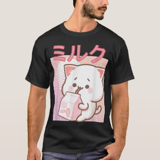 T-shirt Cute Retro 90s Japonais Kawaii fraise Lait voiture
