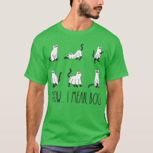 T-shirt Cute Retro Chat Noir Fantôme Automne Halloween Cha