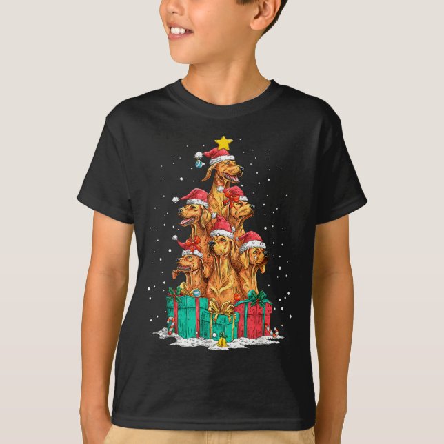 T-shirt Cute Rhodesian Ridgeback Le Dog Christmas Tree Xma (Devant)
