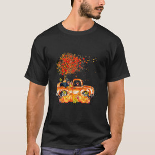 T-shirt Cute Rottweiler Chien Sur Camion Citrouille Feuill