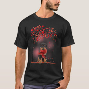 T-shirt Cute Rottweiler Couple Valentine Love Tree Chiens 