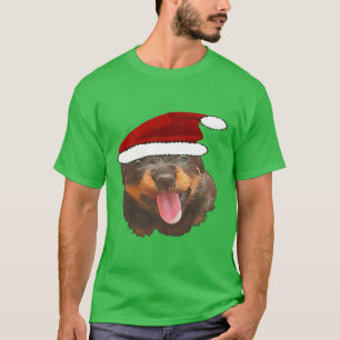 T-shirt Cute Rottweiler Pup Porte Vacances Santa Hat