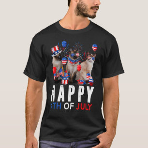 T-shirt Cute Rouge Blanc Bleu Siamais Chat Patriotique Joy