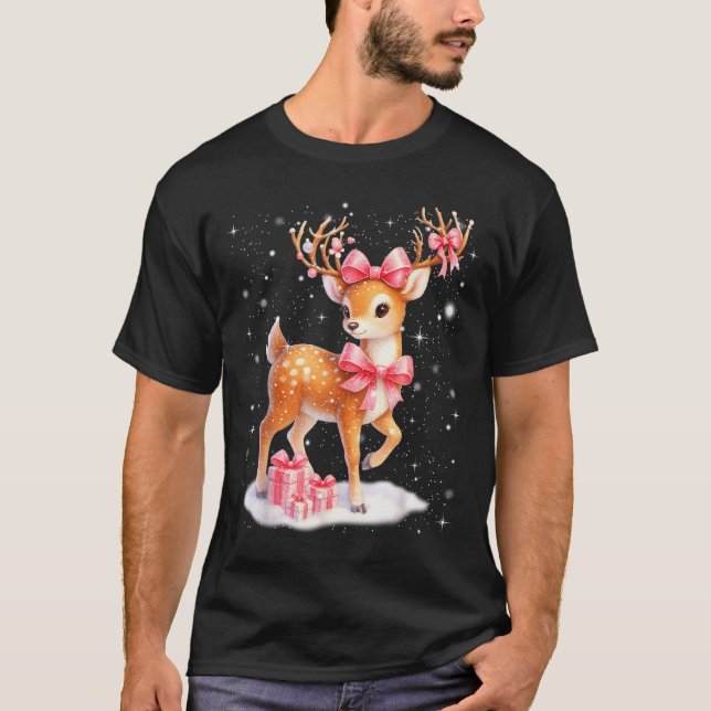 T-shirt Cute Rudolph Nk Coquette Pajamas Christmas Xmas Gi (Devant)