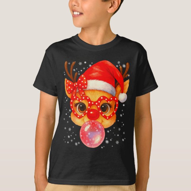 T-shirt Cute Rudolph Red Nose Bubble Gum Christmas Xmas Gi (Devant)