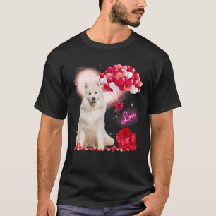 T-shirt Cute Samoyed Balloon Heart Valentine's Day Valenti