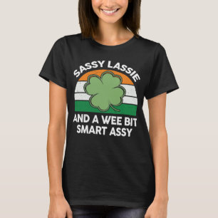 T-shirt Cute Sassy Lassie Chemise Irlandaise Shamrock Funn