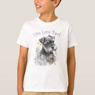 T-shirt Cute Schnauzer Chien Floral