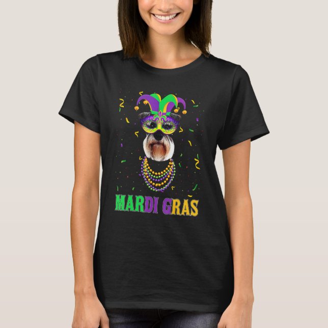 T-shirt Cute Schnauzer Dog Lover Mardi Gras Carnival Party (Devant)