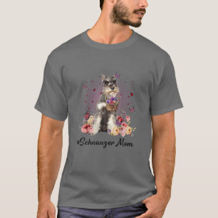 T-shirt Cute Schnauzer Maman Fleur Joyeuse Fête des Mères 