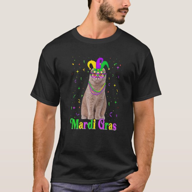 T-shirt Cute Scottish Fold Cat Animals Mardi Gras Carnival (Devant)