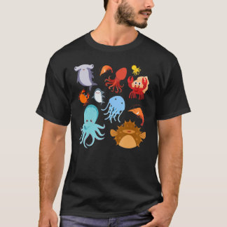 T-shirt Cute Sea Animals Ocean Creatures Clownfish