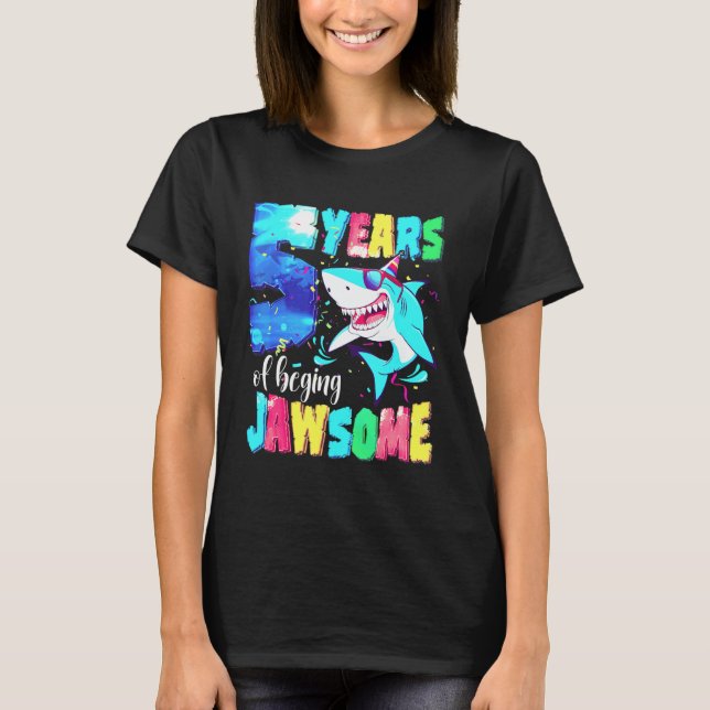 T-shirt Cute Shark Birthday 5 Year Old Boys Girls 5th Birt (Devant)