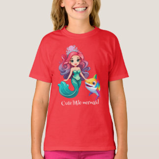 T-shirt Cute Shark sirène princesse arc-en-ciel enfants co