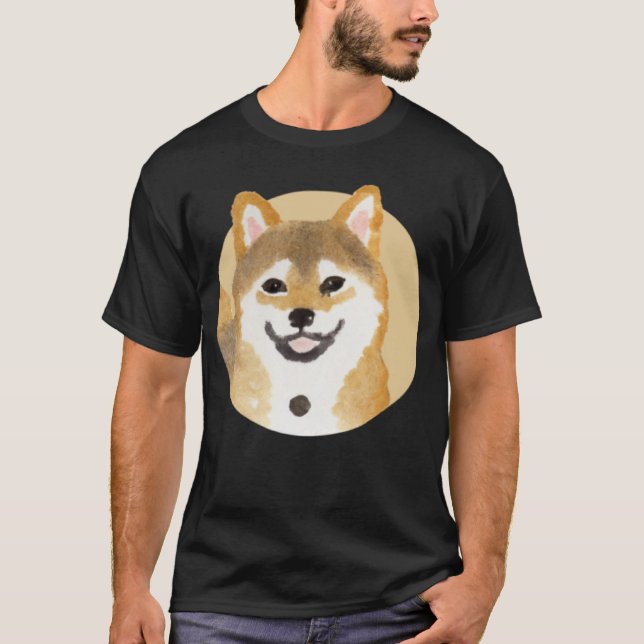 T-shirt Cute Shiba Inu Chien Peinture Japonaise Minimal (Devant)
