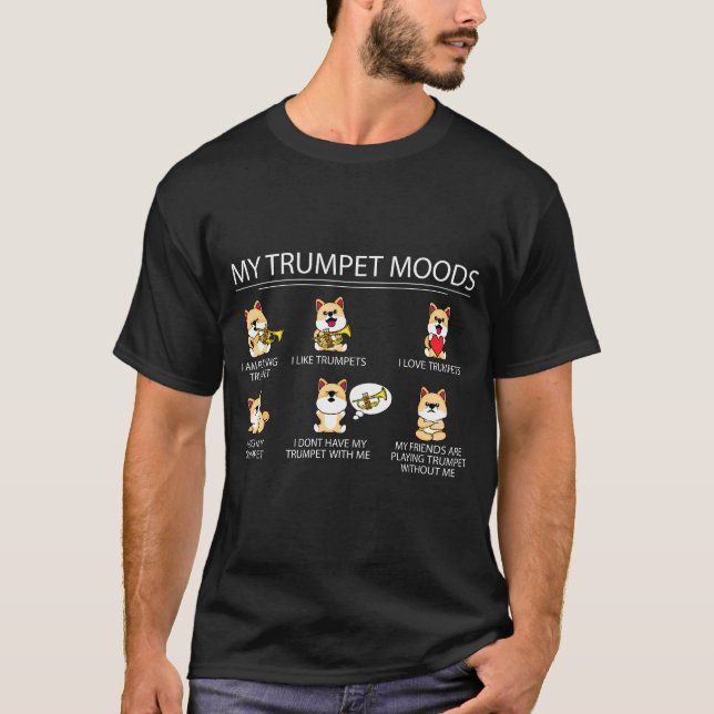 T-shirt Cute Shiba Inu Trumpet Player Cadeau Enfants Jazz  (Devant)