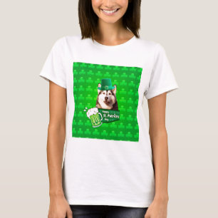 T-shirt Cute Siberian Husky Chien Casquette St. Patrick's 
