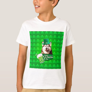 T-shirt Cute Siberian Husky Chien Casquette St. Patrick's 