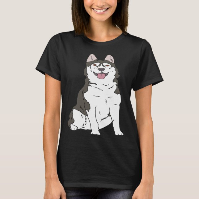 T-shirt Cute Siberian Husky dog  Husky graphics (Devant)