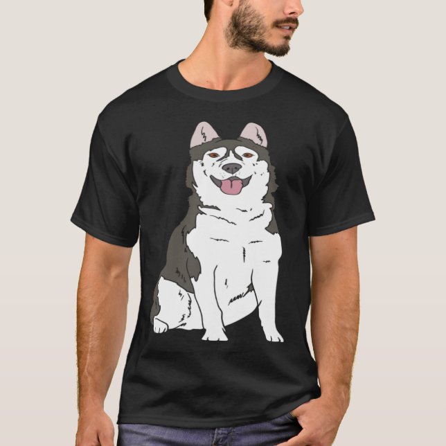 T-shirt Cute Siberian Husky dog  Husky graphics (Devant)