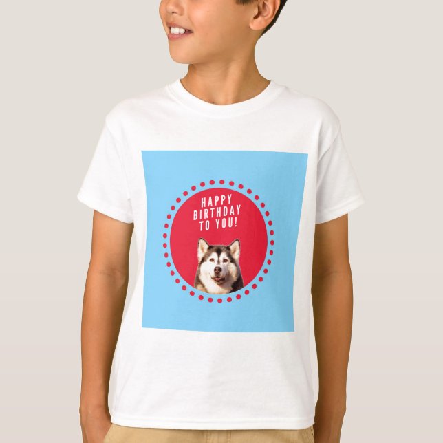 T-shirt Cute Siberian Husky Joyeux Points rouges bleus d'a (Devant)