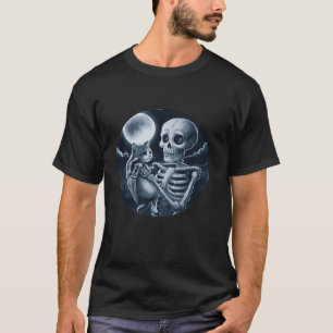 T-shirt Cute Skeleton Chat Crâne Kitty Goth Halloween Desi