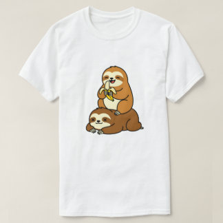 T-shirt Cute Sloth Eating Banana on Lazy Sloth Funny Carto