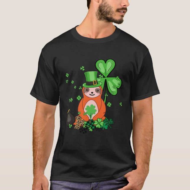 T-shirt Cute Sloth Shamrock C Lazy  St Patricks Day (Devant)