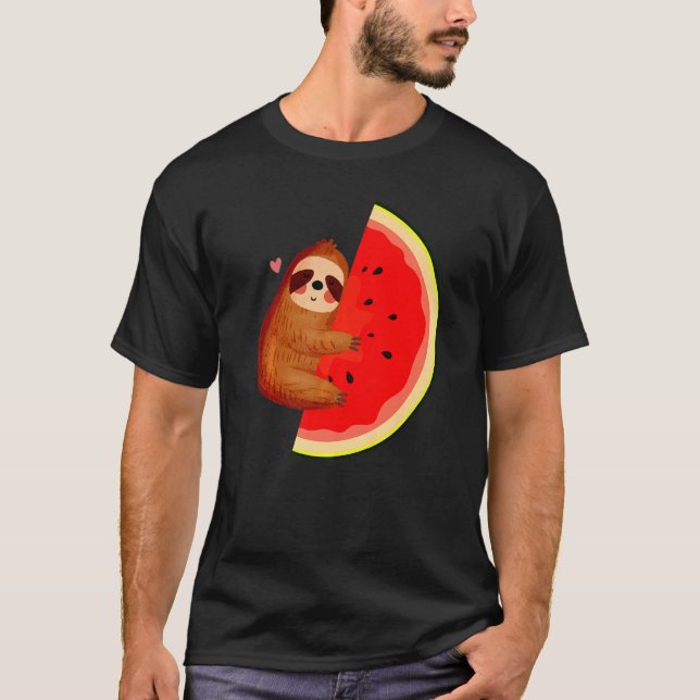 T-shirt Cute Sloth & Watermelon Melon Summer Tropical Frui (Devant)