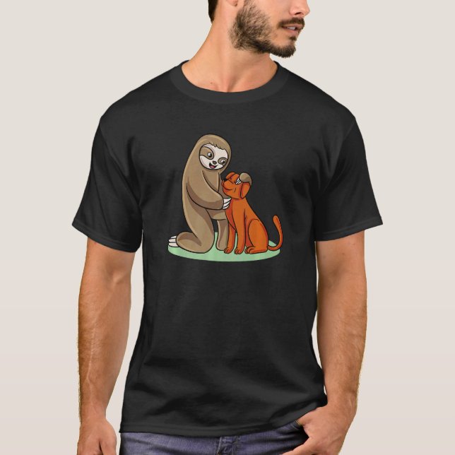 T-shirt Cute Sloth with Dog (Devant)