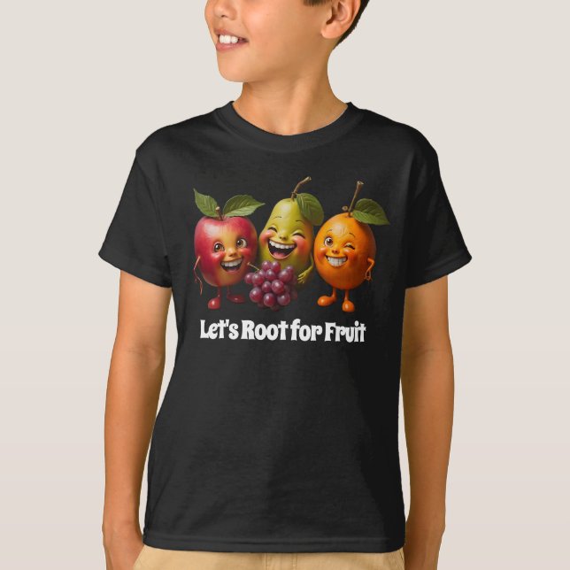 T-shirt Cute Smiling Apple Pear Orange Fruit Medley (Devant)