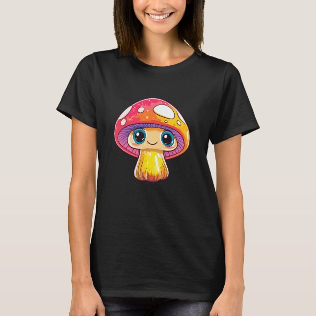 T-shirt Cute Smiling Mushroom Fantasy Art (Devant)