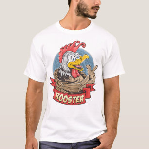 T-shirt Cute smiling rooster ou chicken with funny face